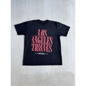 100 Thieves Los Angeles Spellout Black T-Shirt Mens Size 2XL Short Sleeve Logo